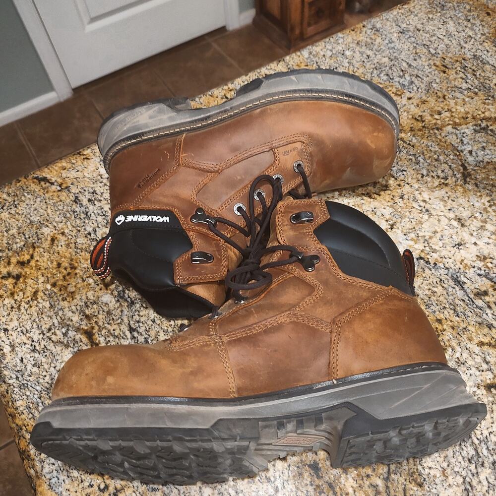 Wolverine Brown Leather Work Boots Size 10M Stock No. W241023 - Picture 4 of 14